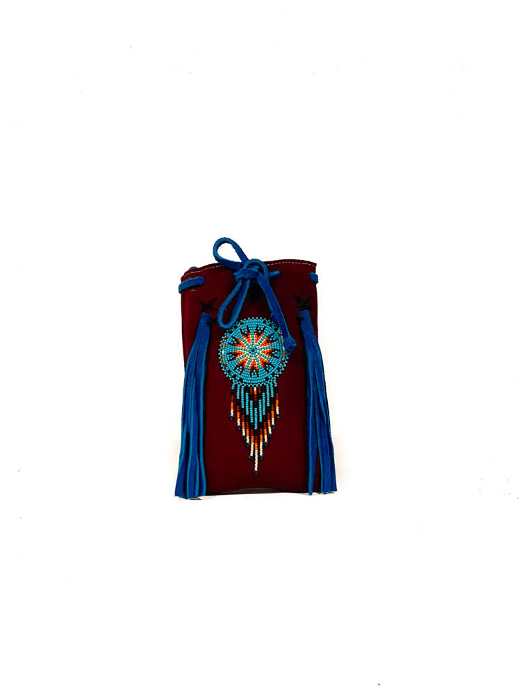 Floral hand embroidered leather suede handbag Wara range.