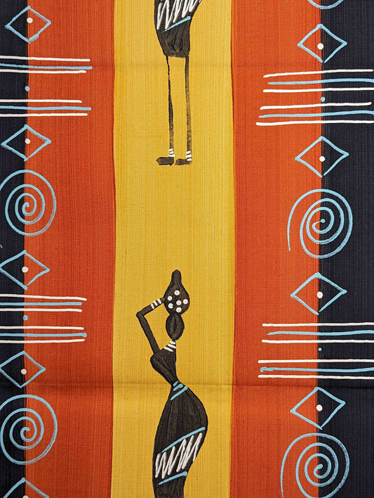 Hand Painted table runner Masai Ochre