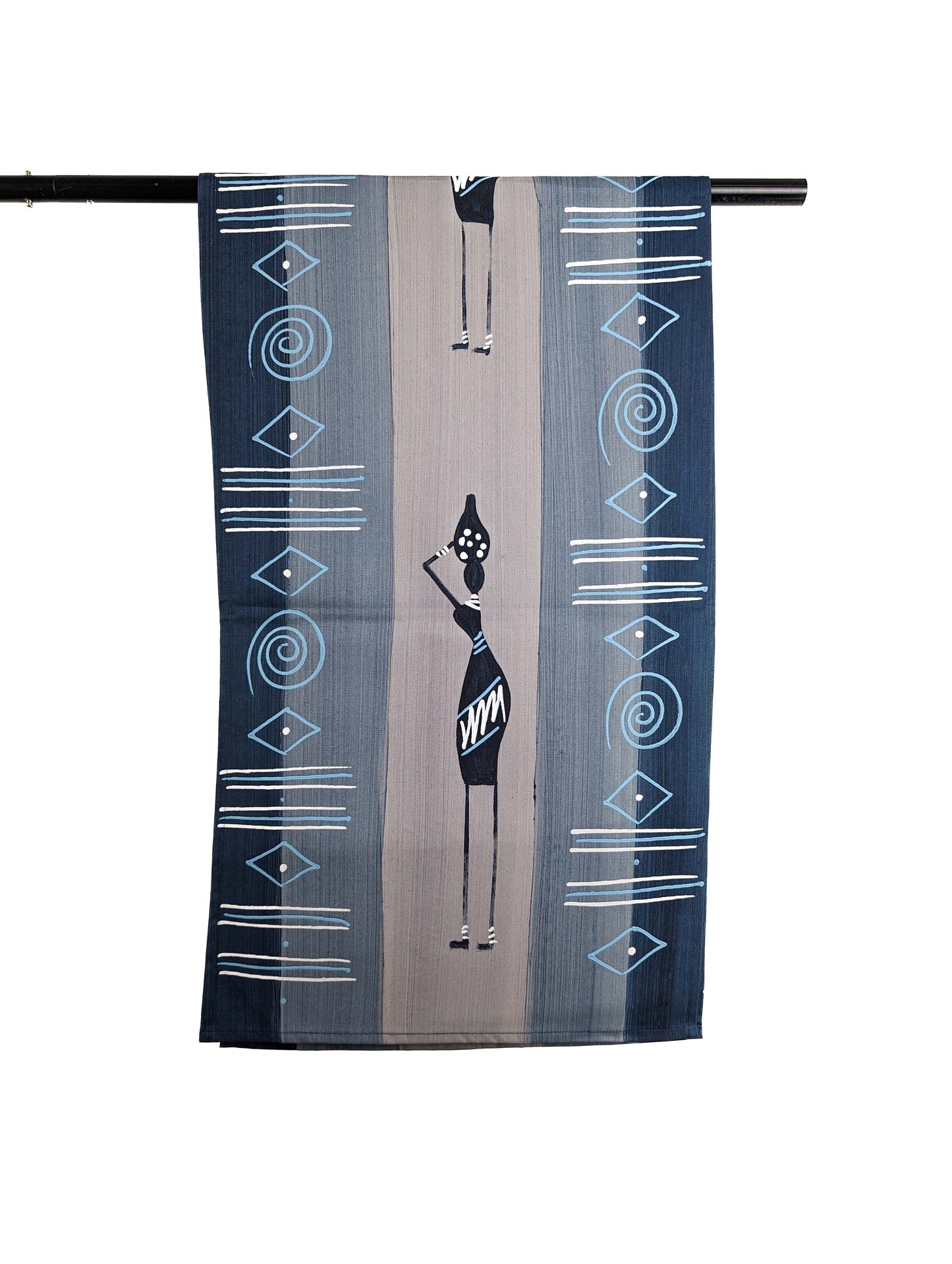 Hand Painted table runner Masai Indigo