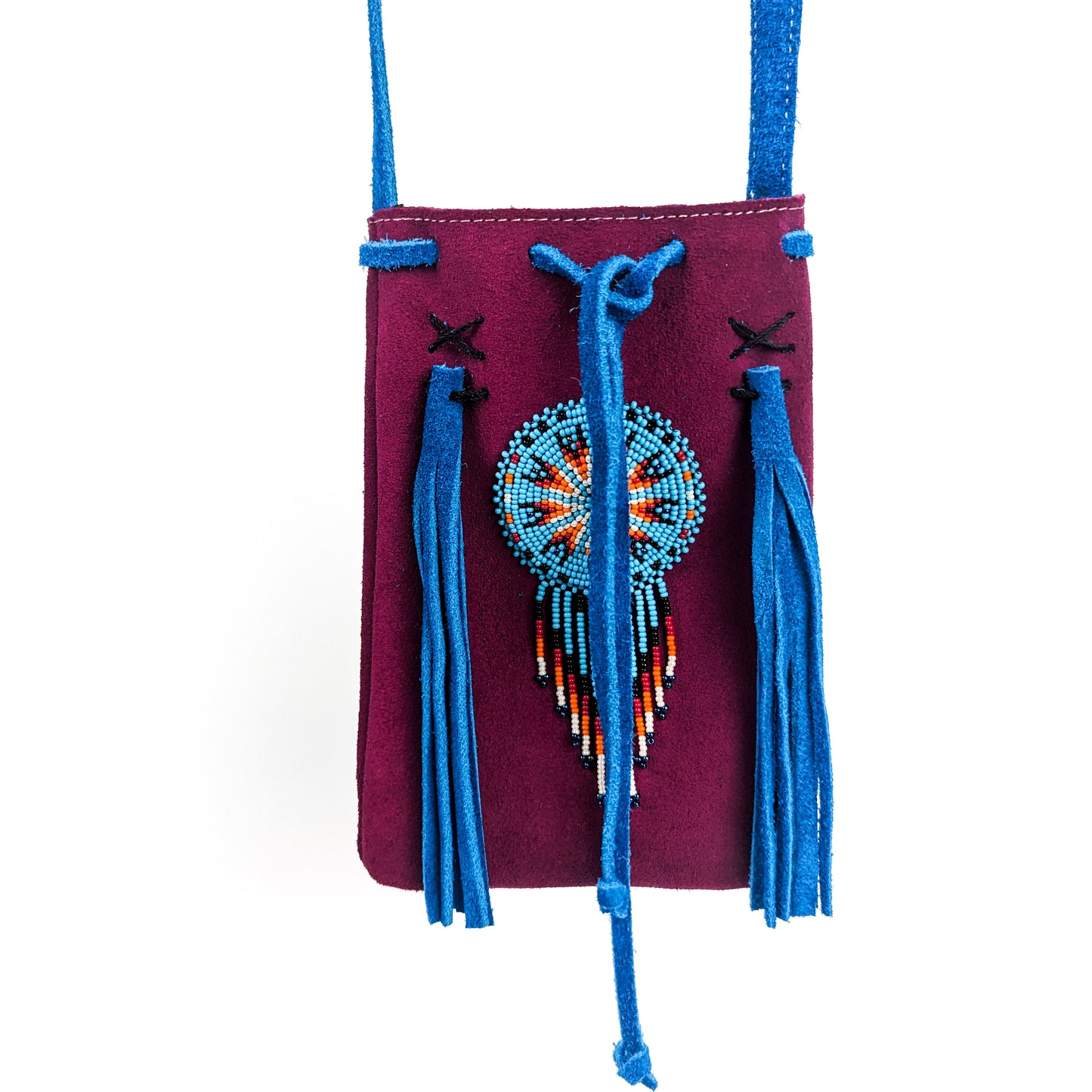 Floral hand embroidered leather suede handbag Wara range.