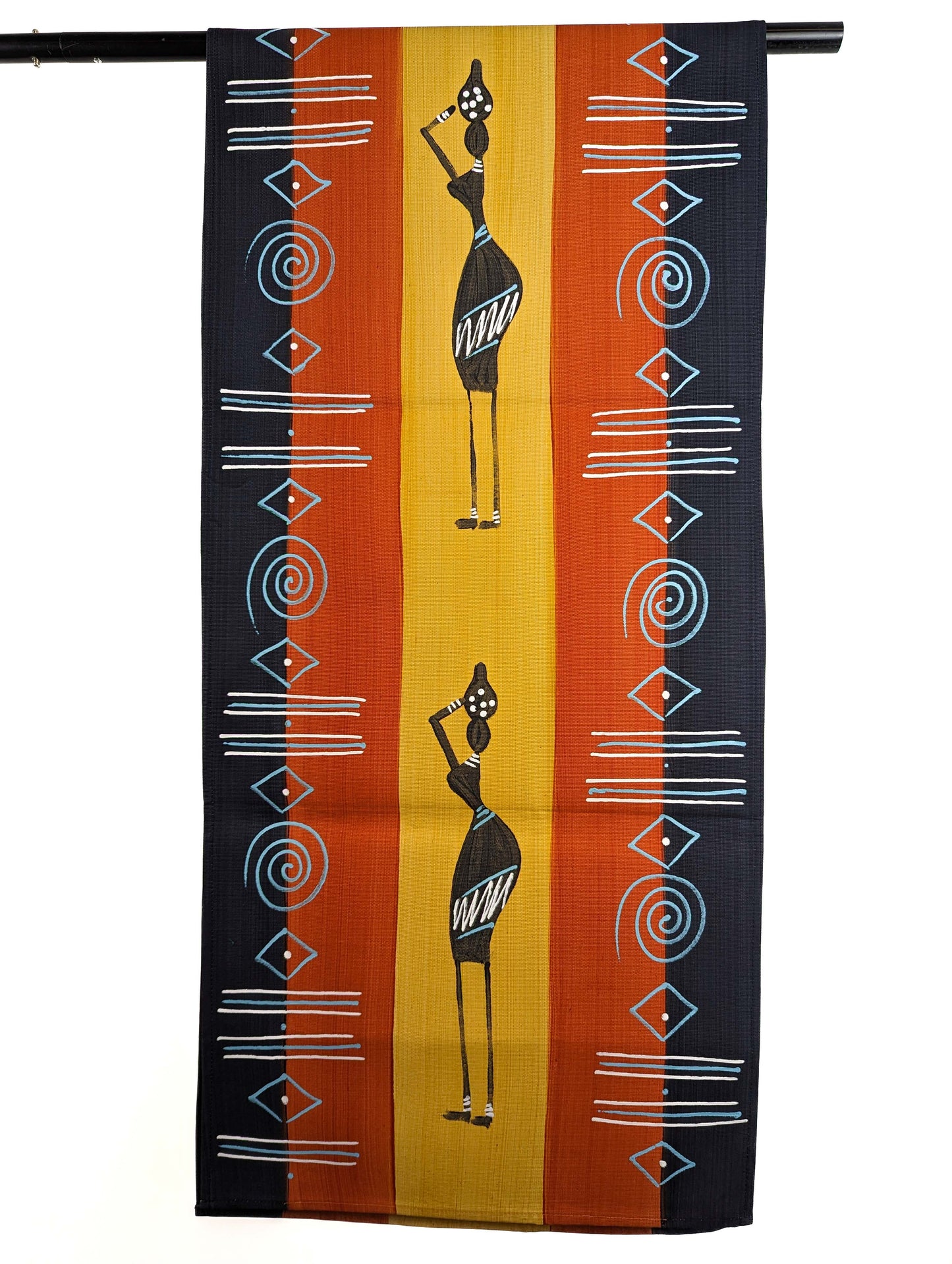 Hand Painted table runner Masai Ochre