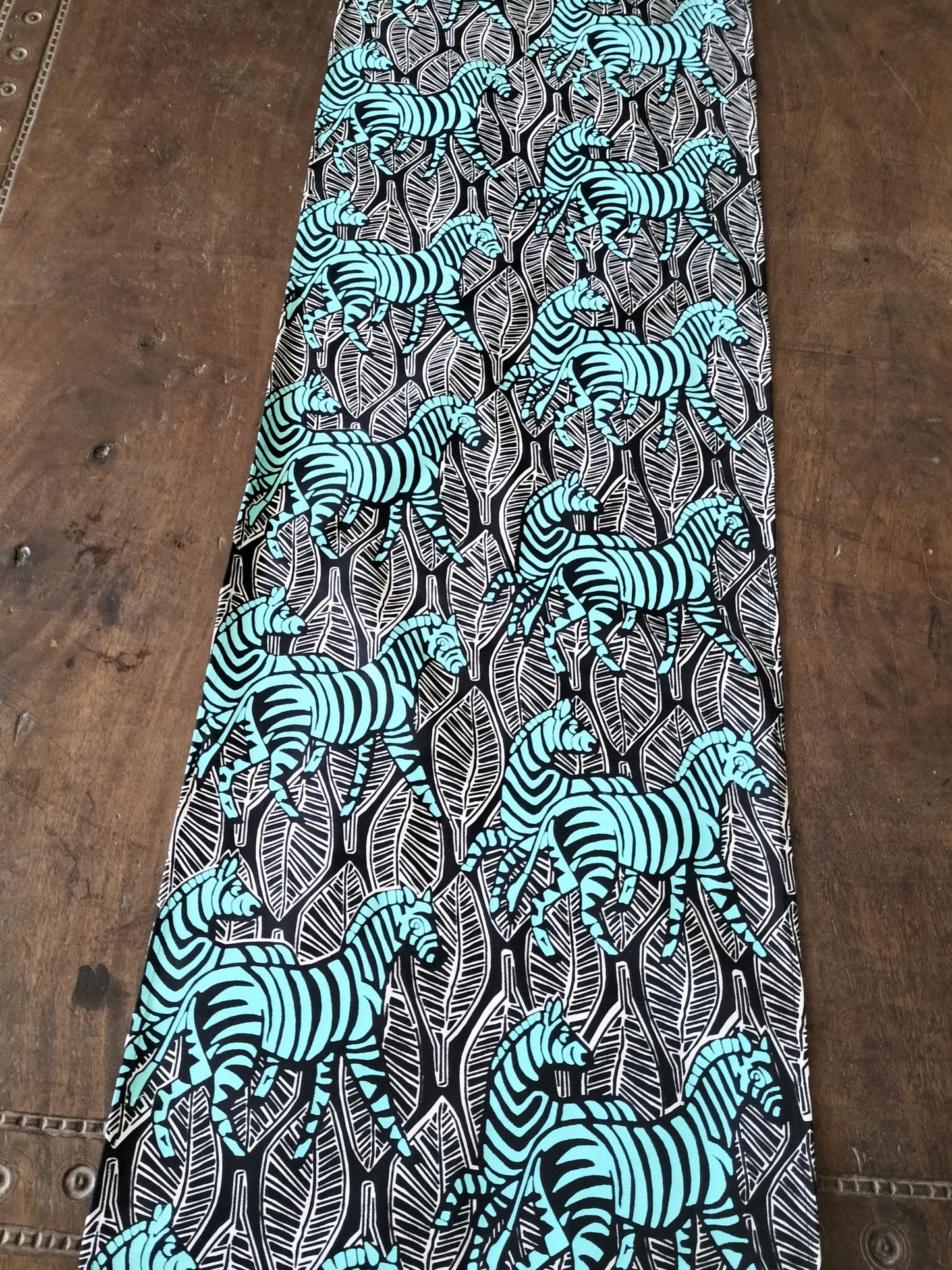 Black and turquoise table runner zebra range