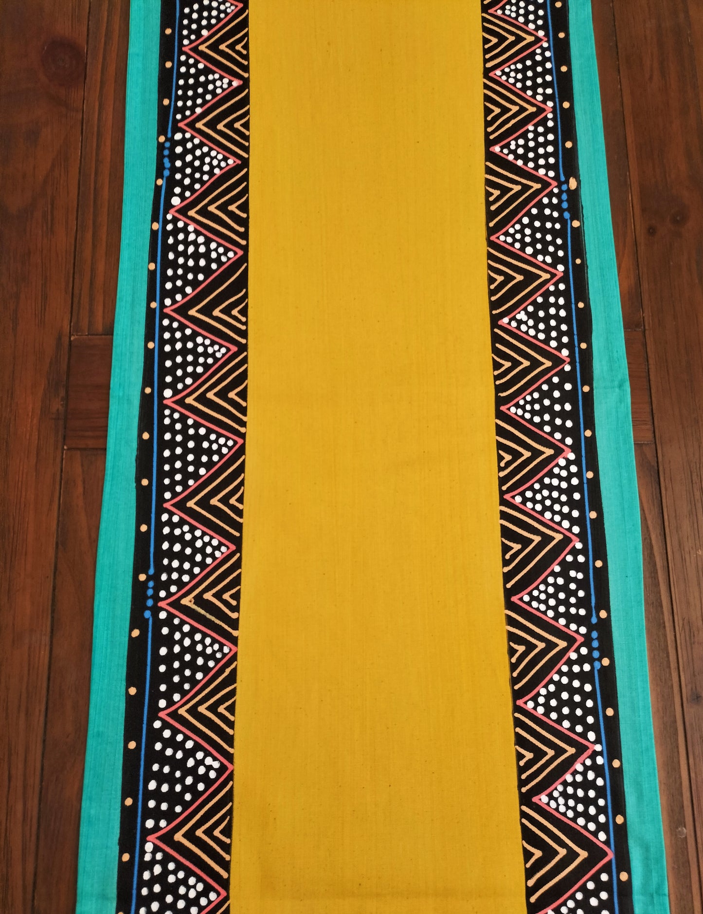 Yellow Table Runner , Hand painted , full cotton