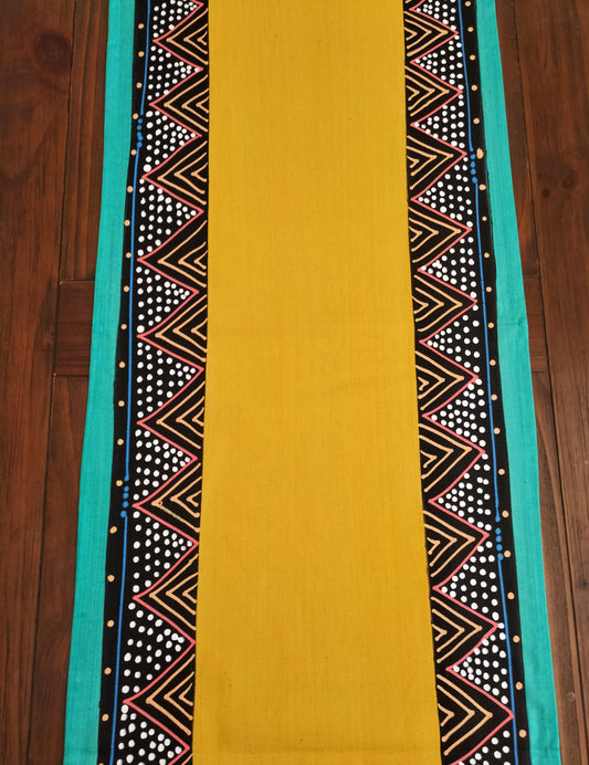 Yellow Table Runner , Hand painted , full cotton